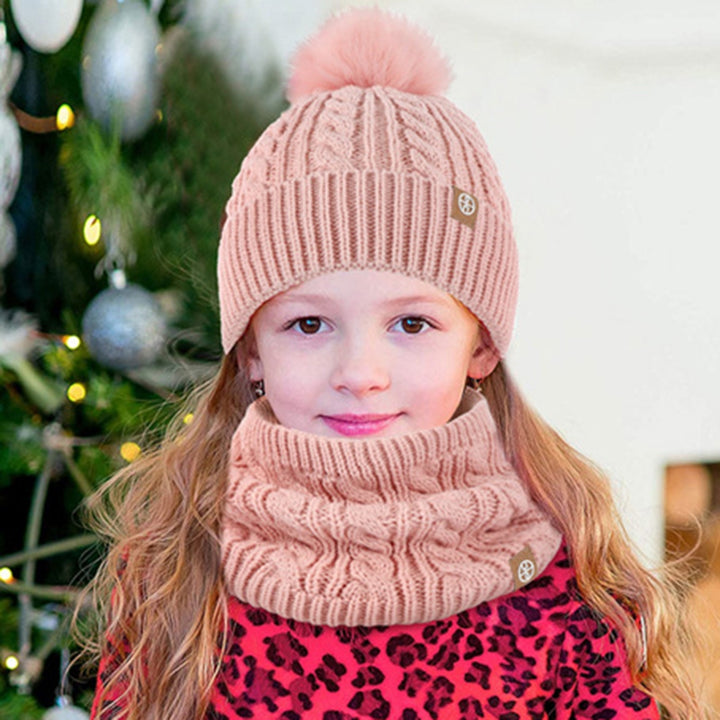 3Pcs/Set Kids Hat Gloves Neck Warmer Knitted Thickened Outdoor Windproof 5-12 Years Winter Children Pompom Beanie Scarf Image 8