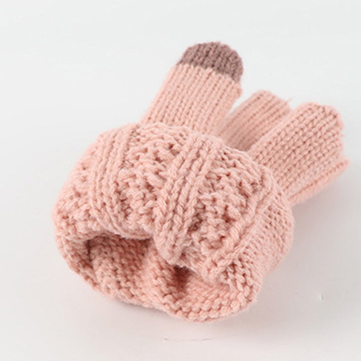 3Pcs/Set Kids Hat Gloves Neck Warmer Knitted Thickened Outdoor Windproof 5-12 Years Winter Children Pompom Beanie Scarf Image 12