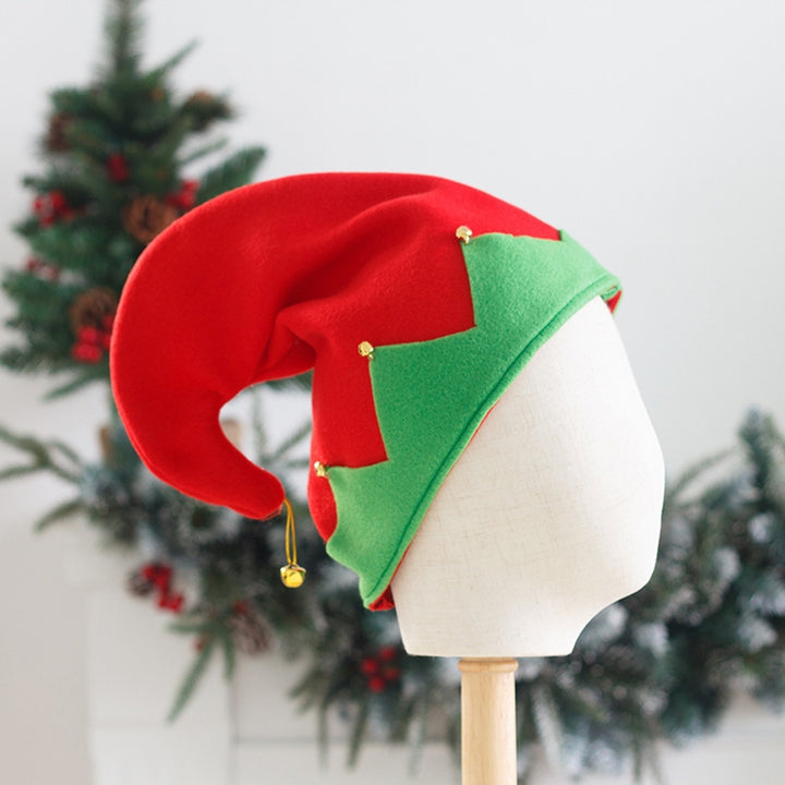 Christmas Elf Hat Adult Kids Color Matching Festive Year Christmas Party Photo Prop Little Bell Pendant Winter Cap Image 12