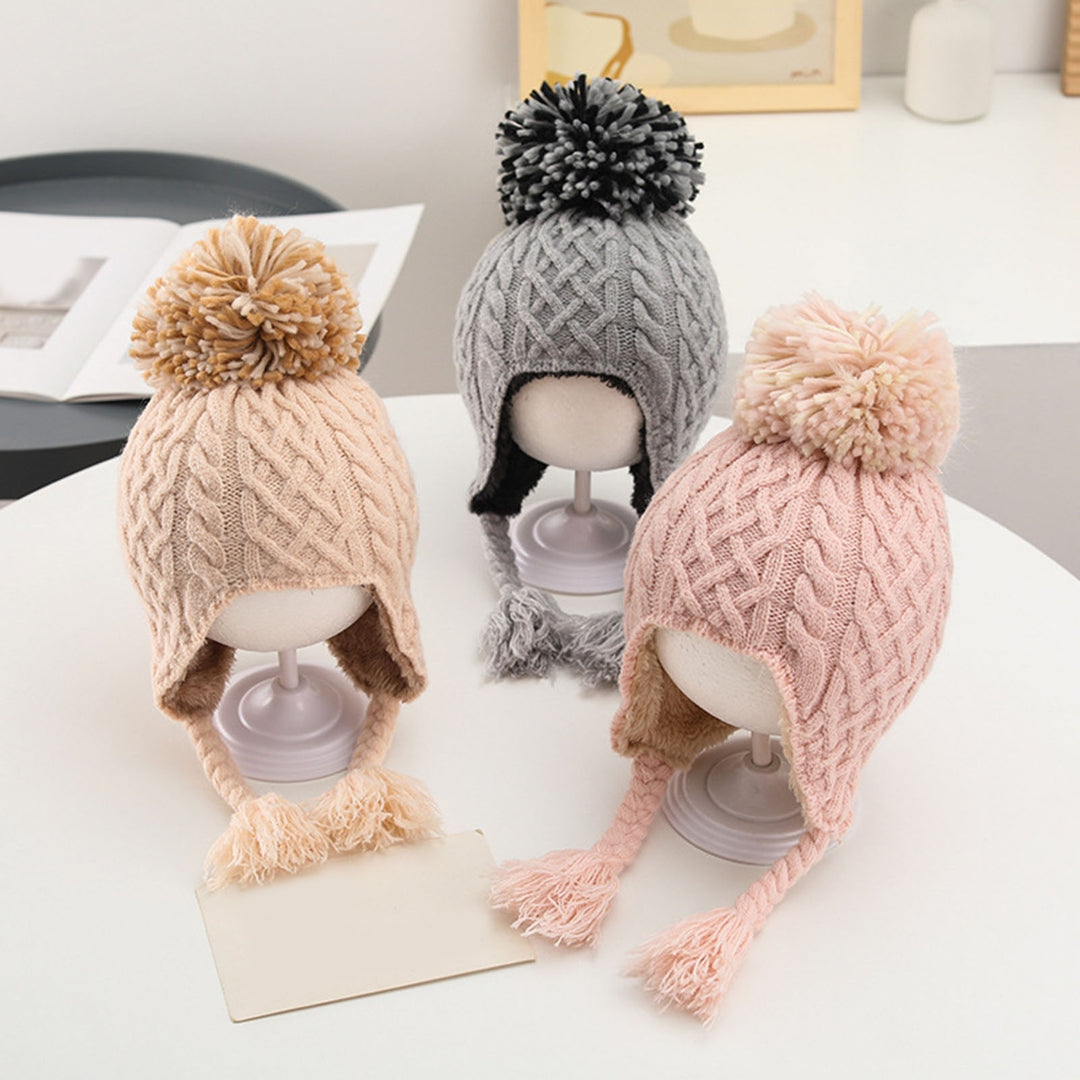 Newborn Baby Hat Windproof Solid Color High Elasticity Ultra-Thick Ear Protection Winter Warm Infant Knitted Beanie Image 4
