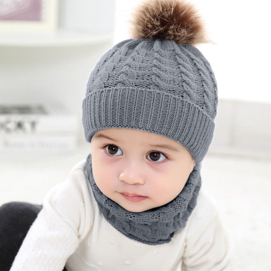 3Pcs/Set Knitted Hat Scarf Gloves Set Cozy Warm Soft Thickened Wide Application Winter Accessories for Kids Image 7