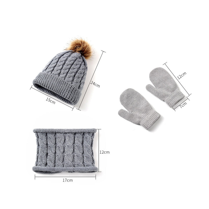 3Pcs/Set Knitted Hat Scarf Gloves Set Cozy Warm Soft Thickened Wide Application Winter Accessories for Kids Image 10