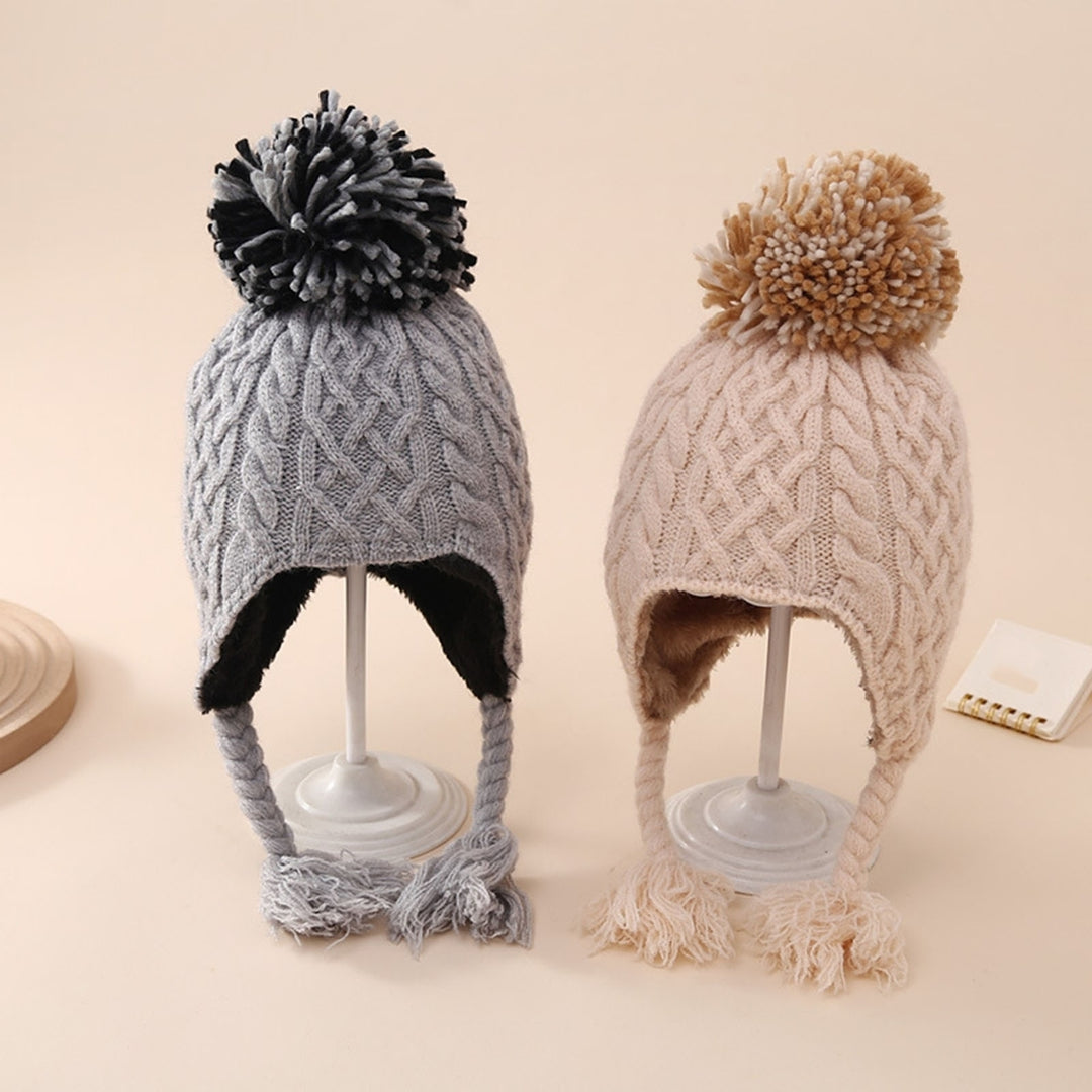 Newborn Baby Hat Windproof Solid Color High Elasticity Ultra-Thick Ear Protection Winter Warm Infant Knitted Beanie Image 12