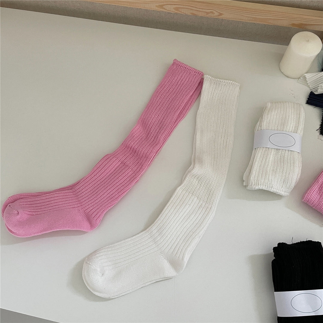 1 Pair Women Winter Long Socks Knitting Calf Socks Solid Color Japanese Style Warm Elastic Anti-slip School Girl Socks Image 10