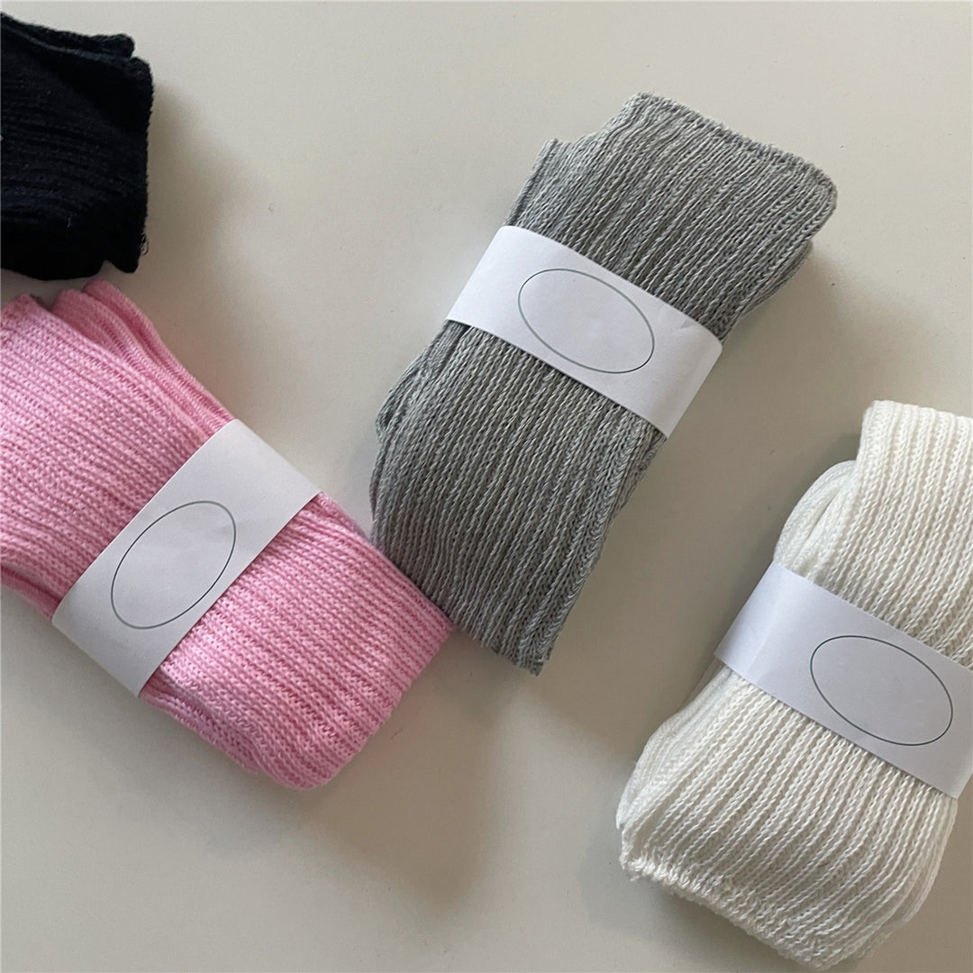 1 Pair Women Winter Long Socks Knitting Calf Socks Solid Color Japanese Style Warm Elastic Anti-slip School Girl Socks Image 11