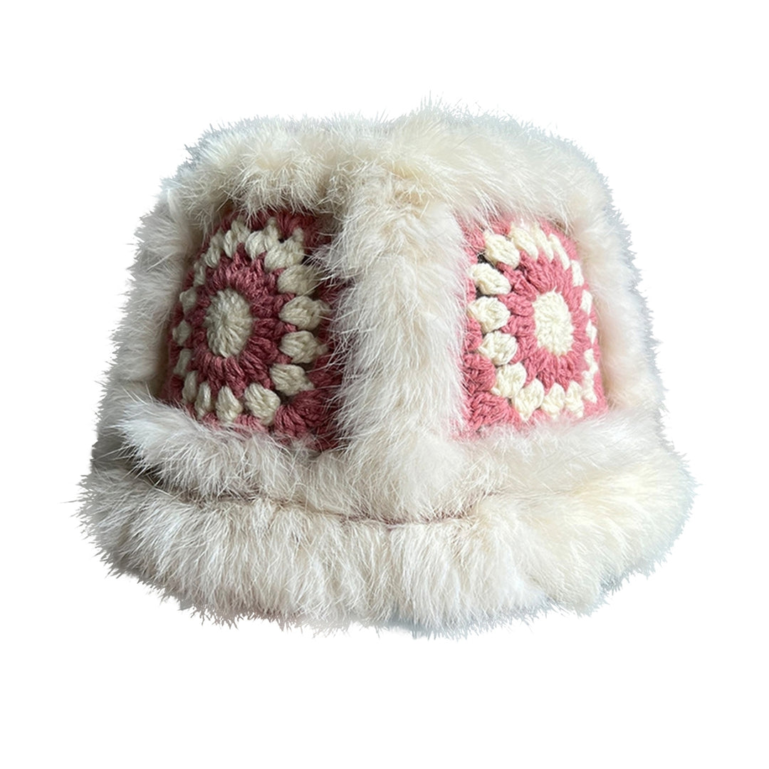 Women Autumn Winter Cute Handmade Knitting Plush Hat Tiger Head Shape Imitation Rabbit faux Trim Cute Woolen Hat Image 4