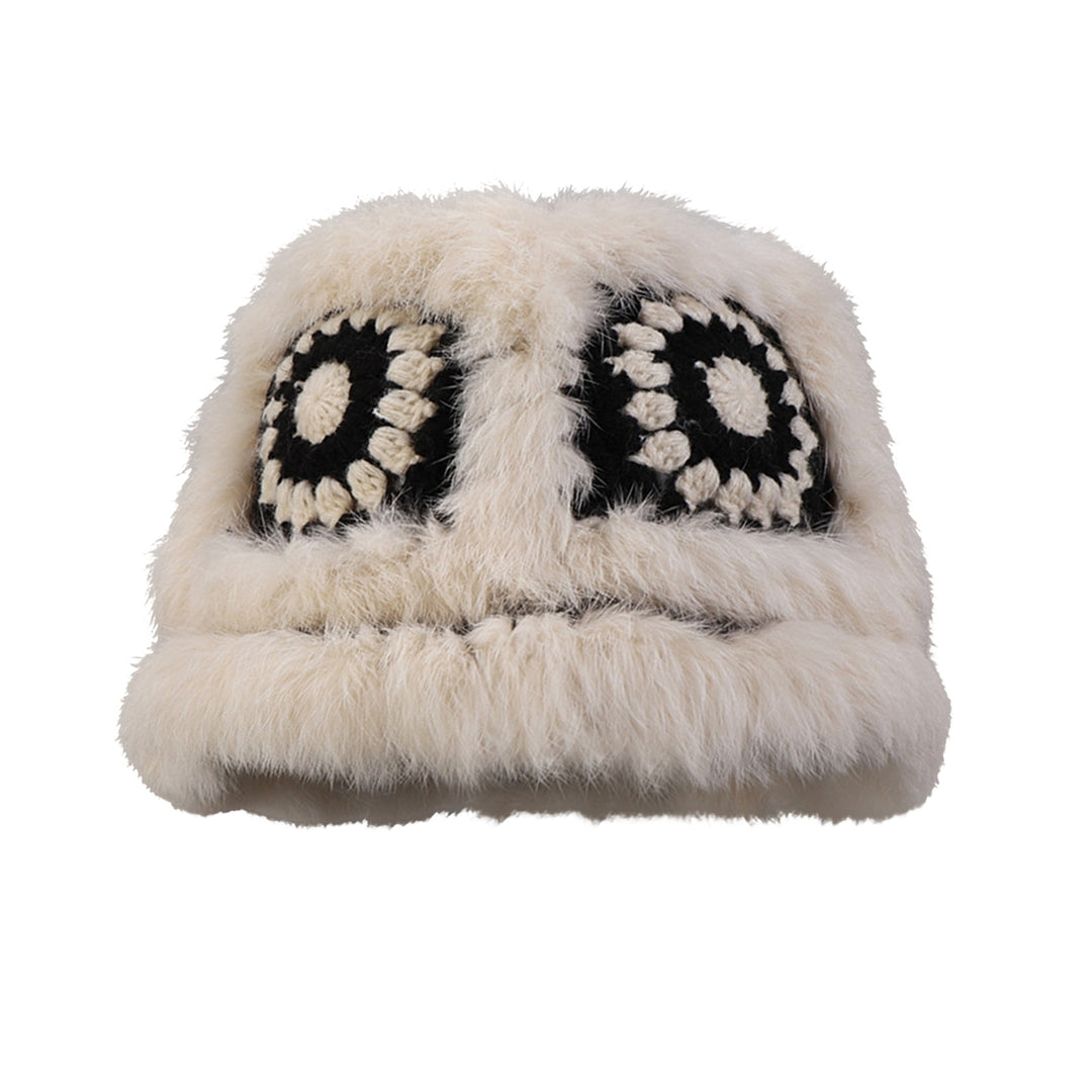 Women Autumn Winter Cute Handmade Knitting Plush Hat Tiger Head Shape Imitation Rabbit faux Trim Cute Woolen Hat Image 4