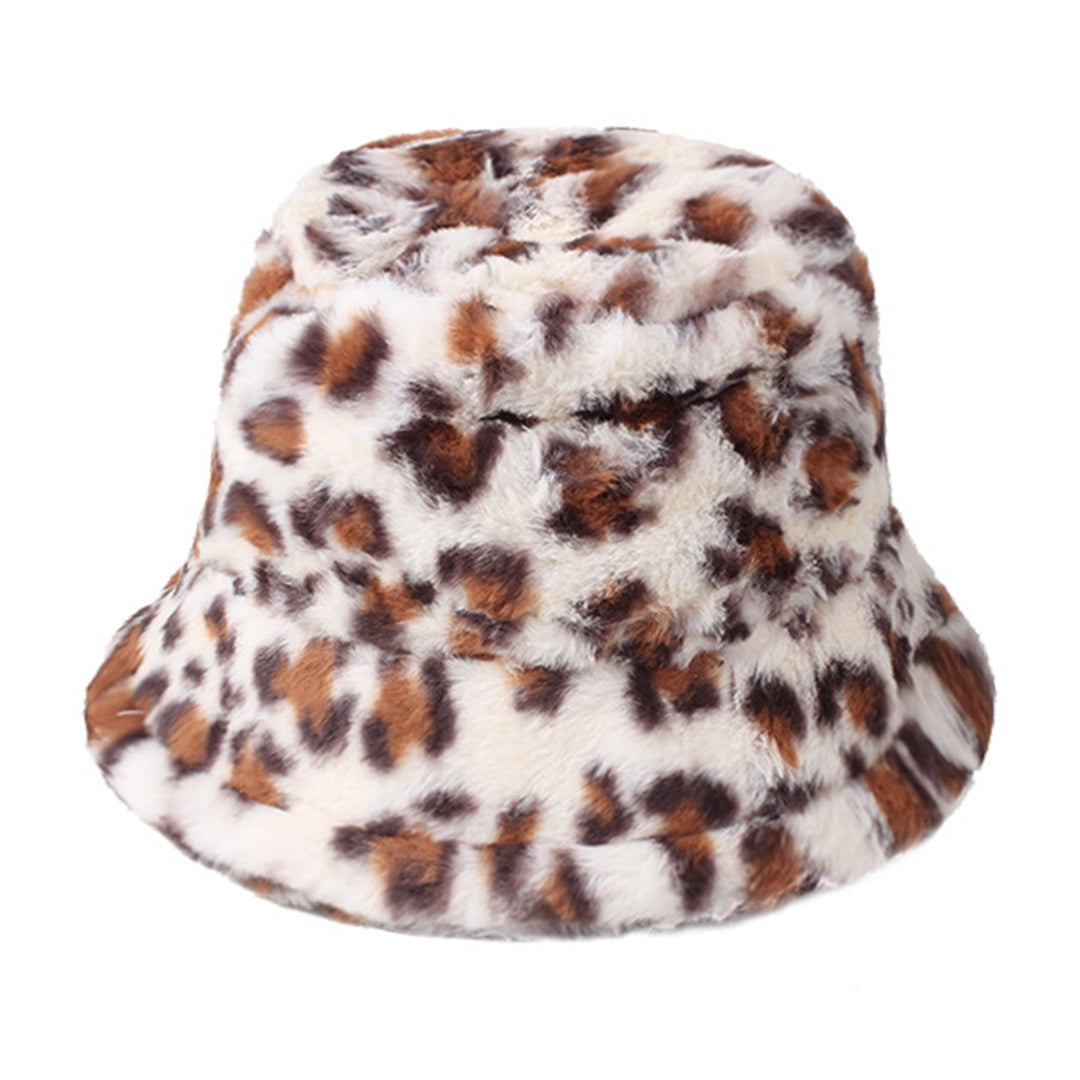 Winter Fisherman Hat Leopard Print Thick Windproof Fixed Strap Cold Resistant Flat Top Color Matching Adjustable Lady Image 3