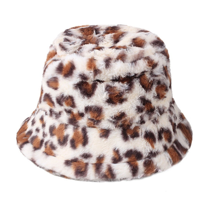 Winter Fisherman Hat Leopard Print Thick Windproof Fixed Strap Cold Resistant Flat Top Color Matching Adjustable Lady Image 1