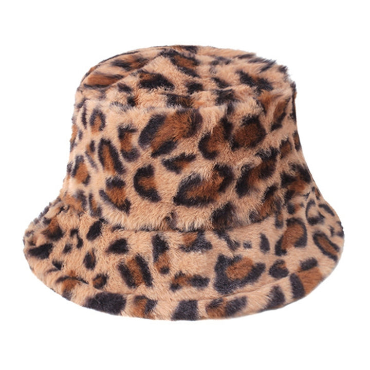 Winter Fisherman Hat Leopard Print Thick Windproof Fixed Strap Cold Resistant Flat Top Color Matching Adjustable Lady Image 6