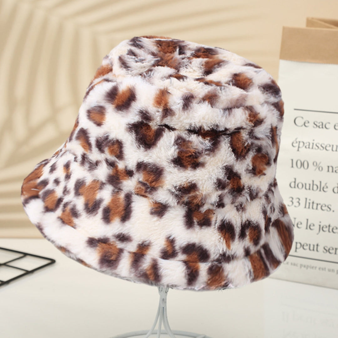 Winter Fisherman Hat Leopard Print Thick Windproof Fixed Strap Cold Resistant Flat Top Color Matching Adjustable Lady Image 10