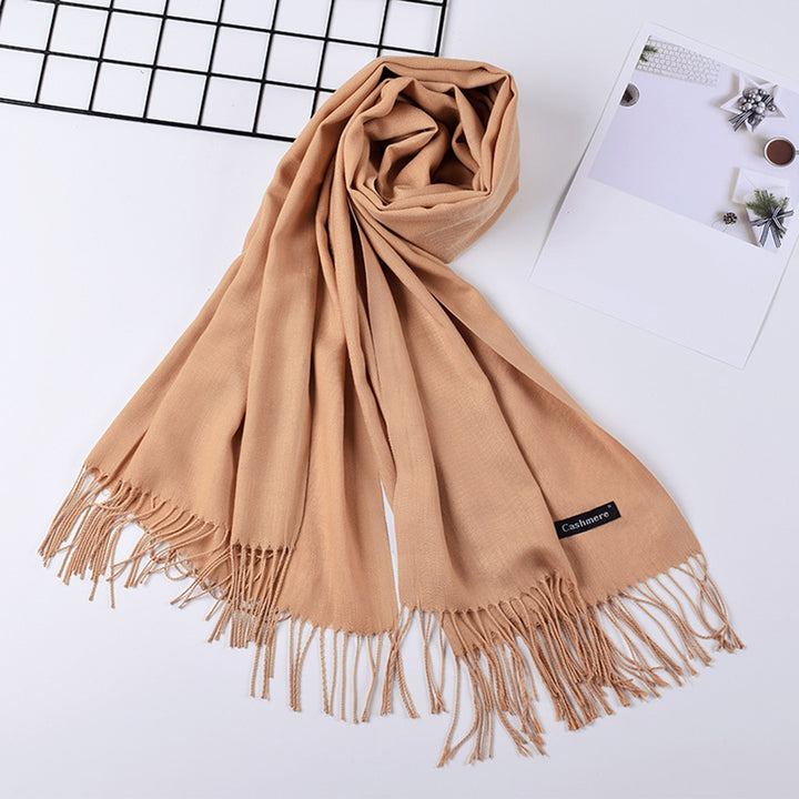 Women Fall Winter Scarf Thickened Faux Cashmere Tassel Soft Wide Long Cozy Windproof Cold Resistant Decorative Women Image 10