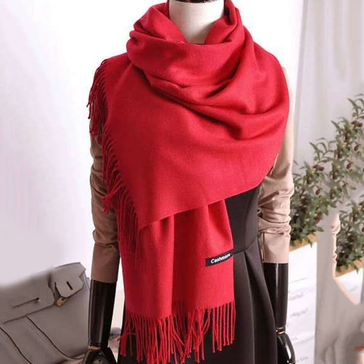 Women Fall Winter Scarf Thickened Faux Cashmere Tassel Soft Wide Long Cozy Windproof Cold Resistant Decorative Women Image 11