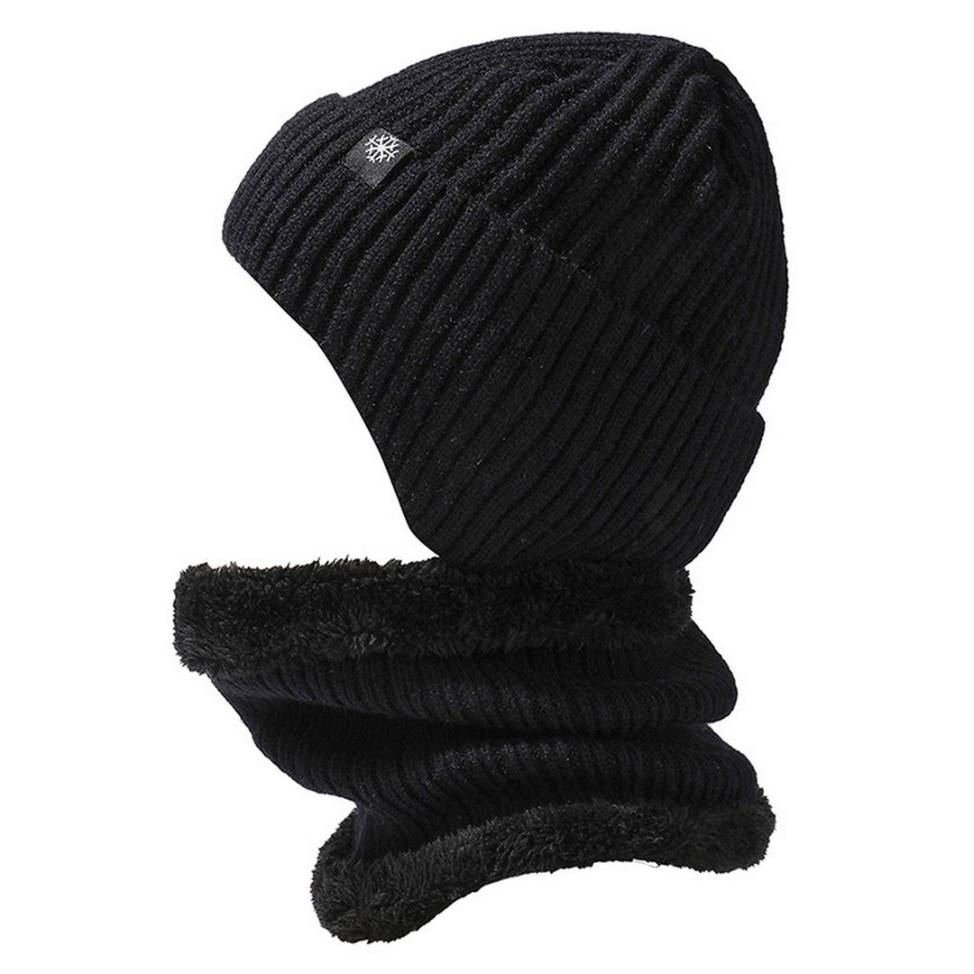 Winter Hat Scarf Set Thick Soft Cozy Unisex Plush Neck Wrap Cold Resistant Thermal Knitted Elastic Outdoor Cycling Image 1