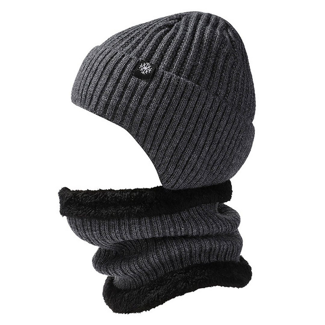Winter Hat Scarf Set Thick Soft Cozy Unisex Plush Neck Wrap Cold Resistant Thermal Knitted Elastic Outdoor Cycling Image 4