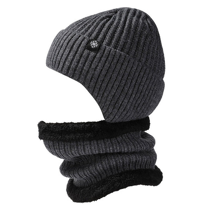Winter Hat Scarf Set Thick Soft Cozy Unisex Plush Neck Wrap Cold Resistant Thermal Knitted Elastic Outdoor Cycling Image 1