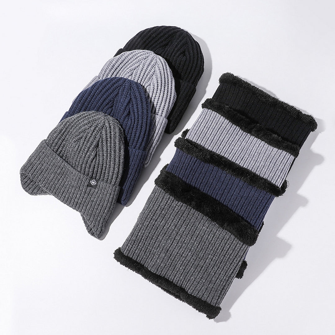 Winter Hat Scarf Set Thick Soft Cozy Unisex Plush Neck Wrap Cold Resistant Thermal Knitted Elastic Outdoor Cycling Image 8