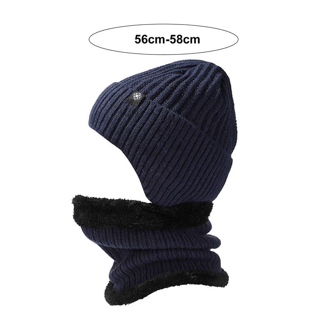 Winter Hat Scarf Set Thick Soft Cozy Unisex Plush Neck Wrap Cold Resistant Thermal Knitted Elastic Outdoor Cycling Image 9