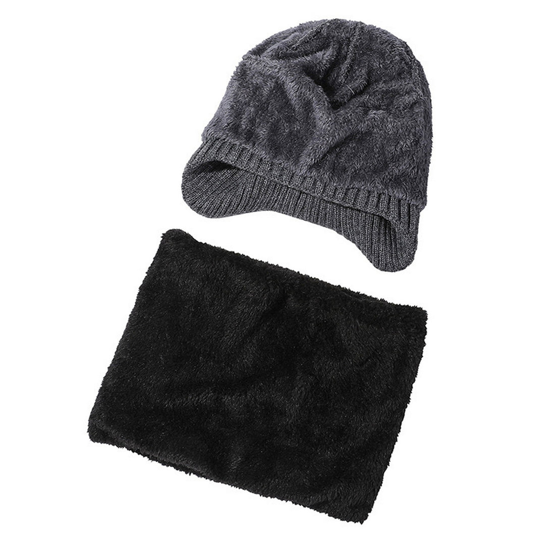 Winter Hat Scarf Set Thick Soft Cozy Unisex Plush Neck Wrap Cold Resistant Thermal Knitted Elastic Outdoor Cycling Image 10