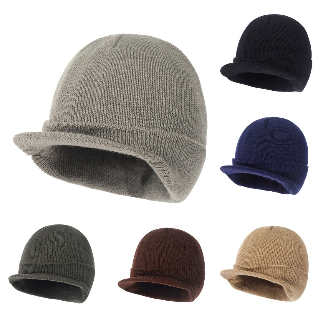 Women Winter Fall Hat Knitted Elastic Soft Warm Short Brim Solid Color Cozy Unisex Regular Fit Anti-shrink Men Cap Image 1