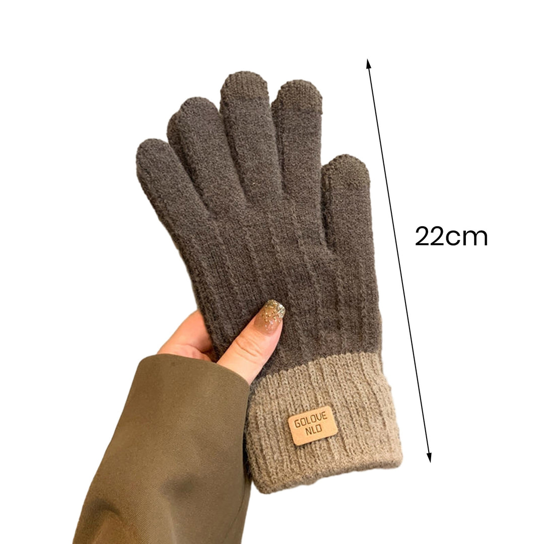 1 Pair Winter Gloves Unisex Touch Screen Soft Thick Plush Full Fingers Knitted Color Matching Anti-slip Thickened Image 11