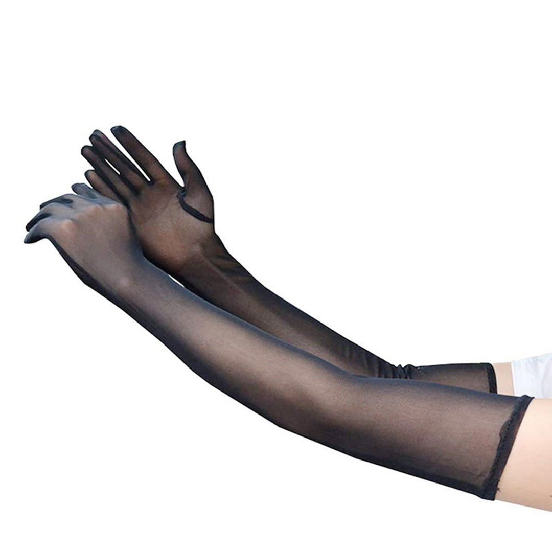 1 Pair Gloves Thin Mesh See-through Stage Performance Pole Dancing Full Fingers Breathable Soft Anti-slip Solid Color Image 9