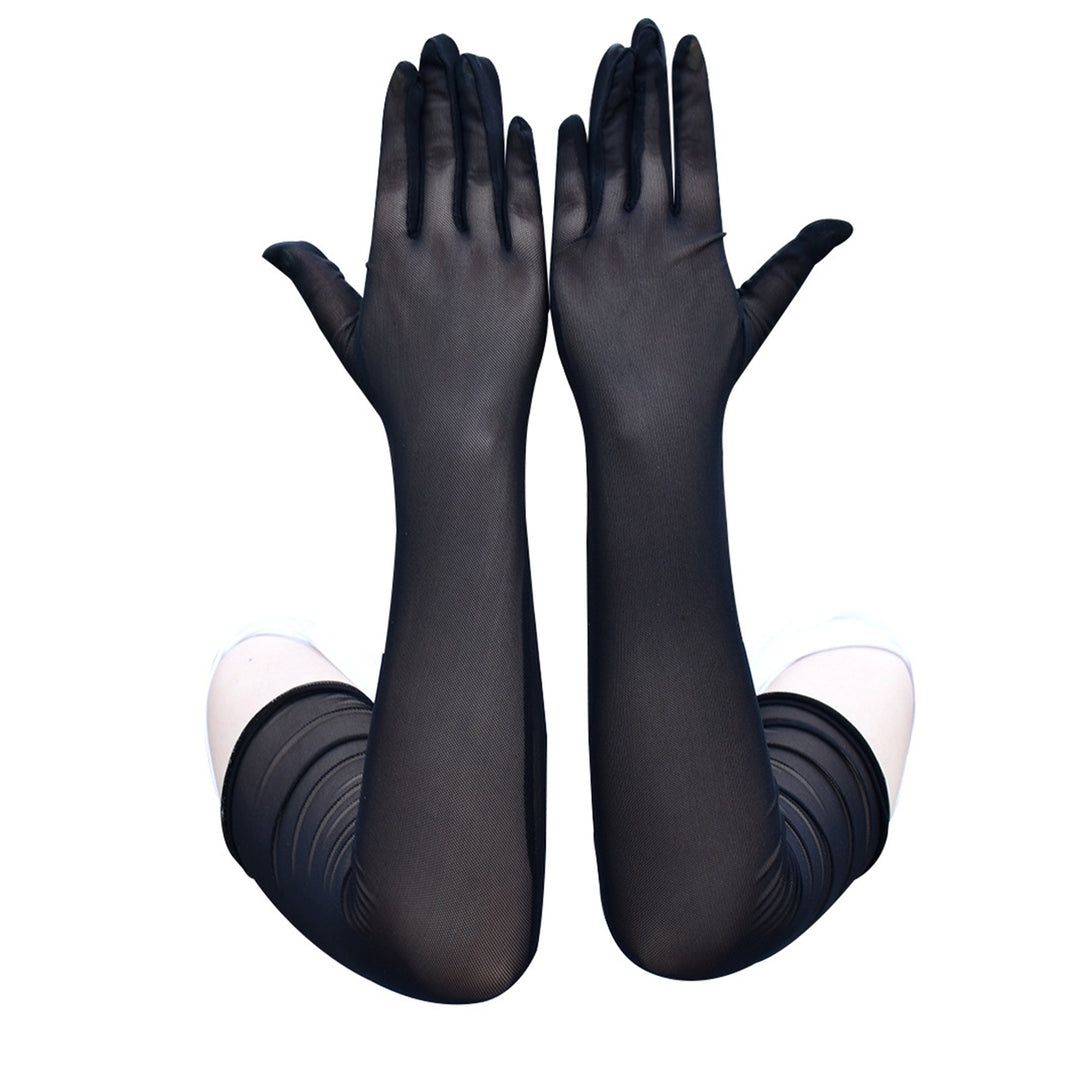 1 Pair Gloves Thin Mesh See-through Stage Performance Pole Dancing Full Fingers Breathable Soft Anti-slip Solid Color Image 11