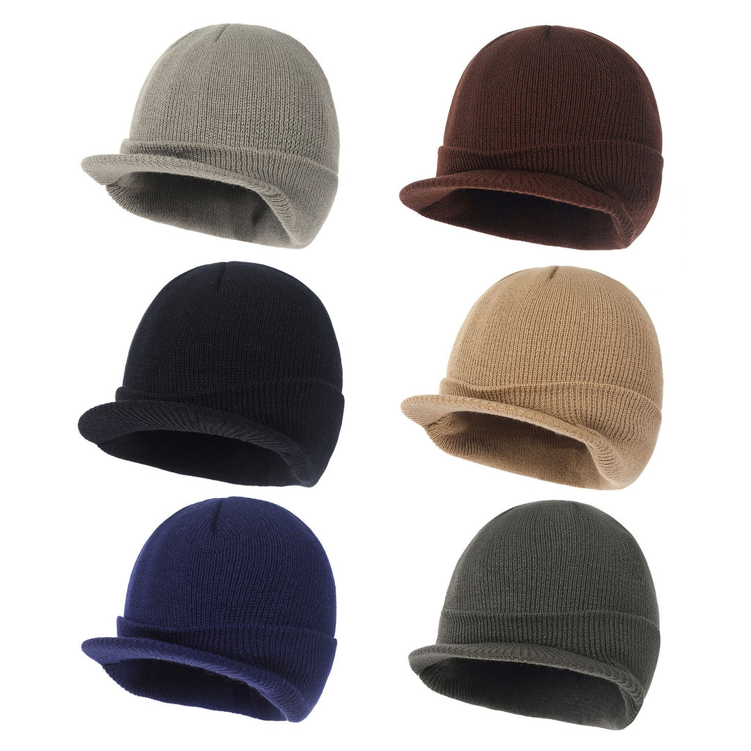 Women Winter Fall Hat Knitted Elastic Soft Warm Short Brim Solid Color Cozy Unisex Regular Fit Anti-shrink Men Cap Image 11