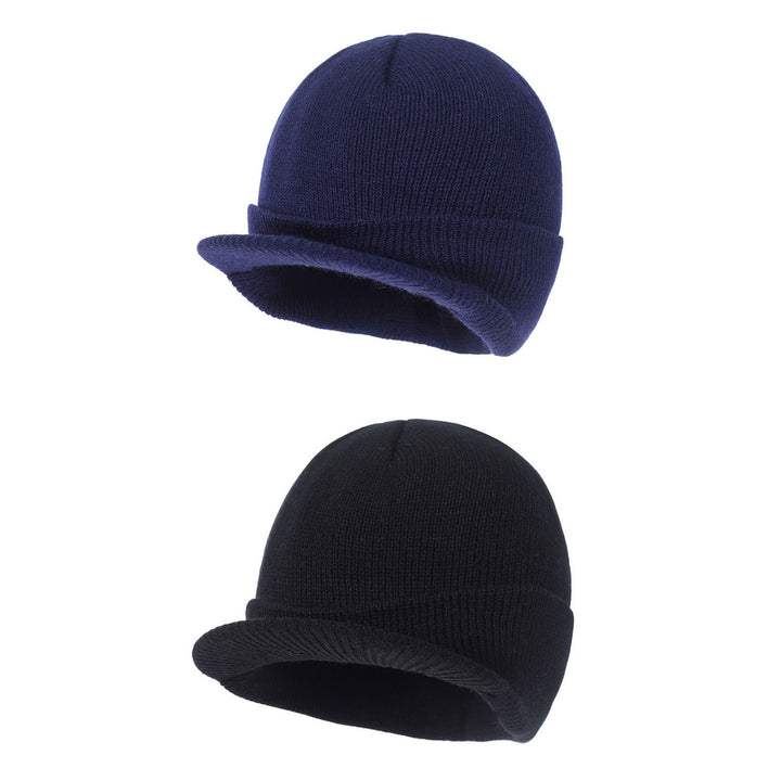 Women Winter Fall Hat Knitted Elastic Soft Warm Short Brim Solid Color Cozy Unisex Regular Fit Anti-shrink Men Cap Image 12