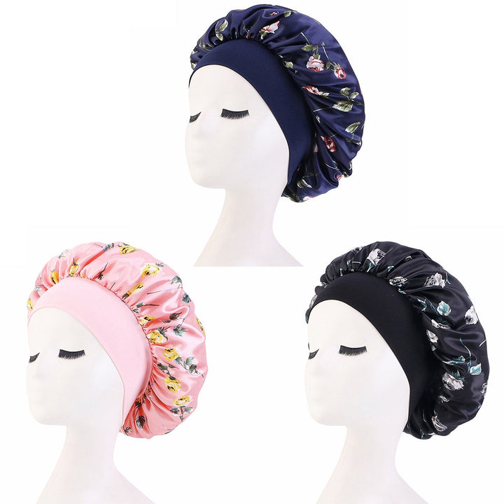 3 Pcs Nightcaps Satin Bonnet Extra Large Sleeping Bonnet Comfortable Butterfly Print Elastic Band High Density Women Image 4