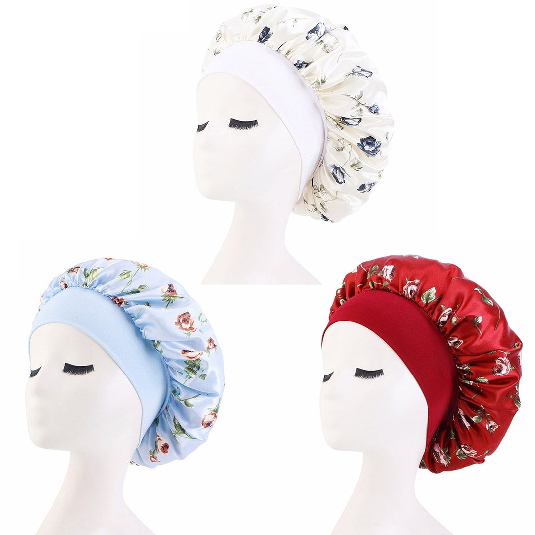 3 Pcs Nightcaps Satin Bonnet Extra Large Sleeping Bonnet Comfortable Butterfly Print Elastic Band High Density Women Image 4