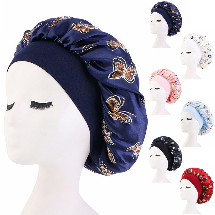 3 Pcs Nightcaps Satin Bonnet Extra Large Sleeping Bonnet Comfortable Butterfly Print Elastic Band High Density Women Image 6