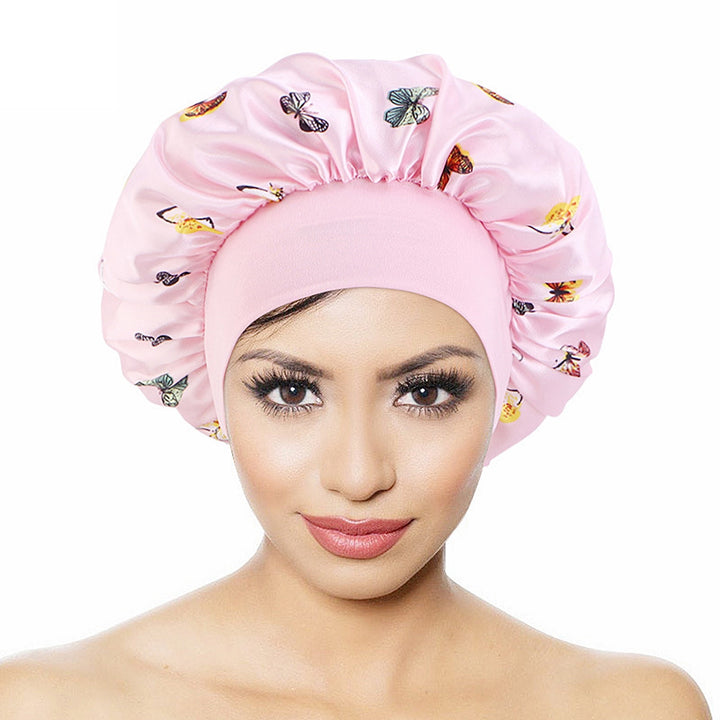 3 Pcs Nightcaps Satin Bonnet Extra Large Sleeping Bonnet Comfortable Butterfly Print Elastic Band High Density Women Image 11