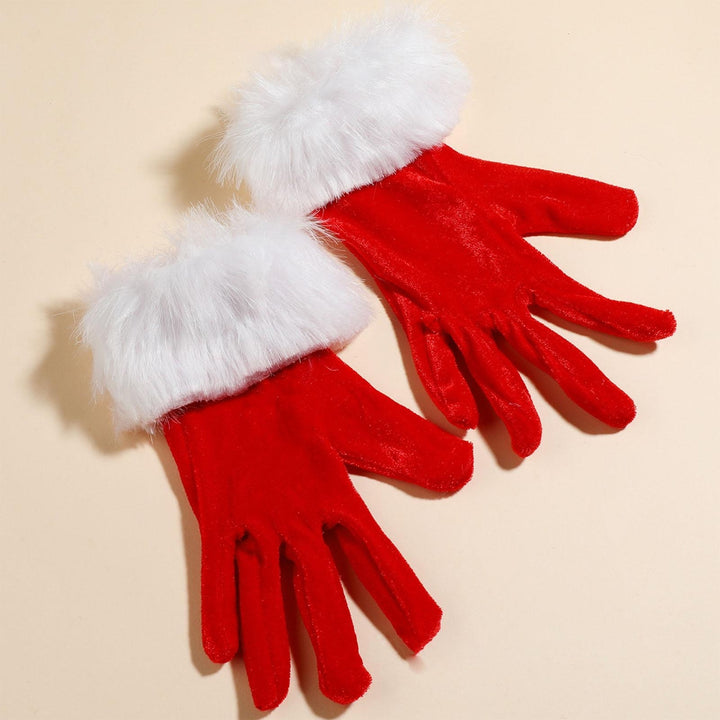 1 Pair Christmas Winter Gloves Thermal Color Matching Soft Plush Full Fingers Unisex Elastic Image 4