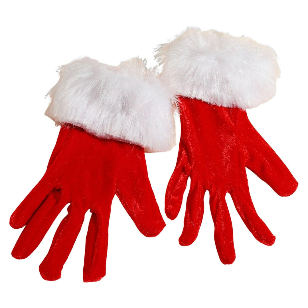 1 Pair Christmas Winter Gloves Thermal Color Matching Soft Plush Full Fingers Unisex Elastic Image 8