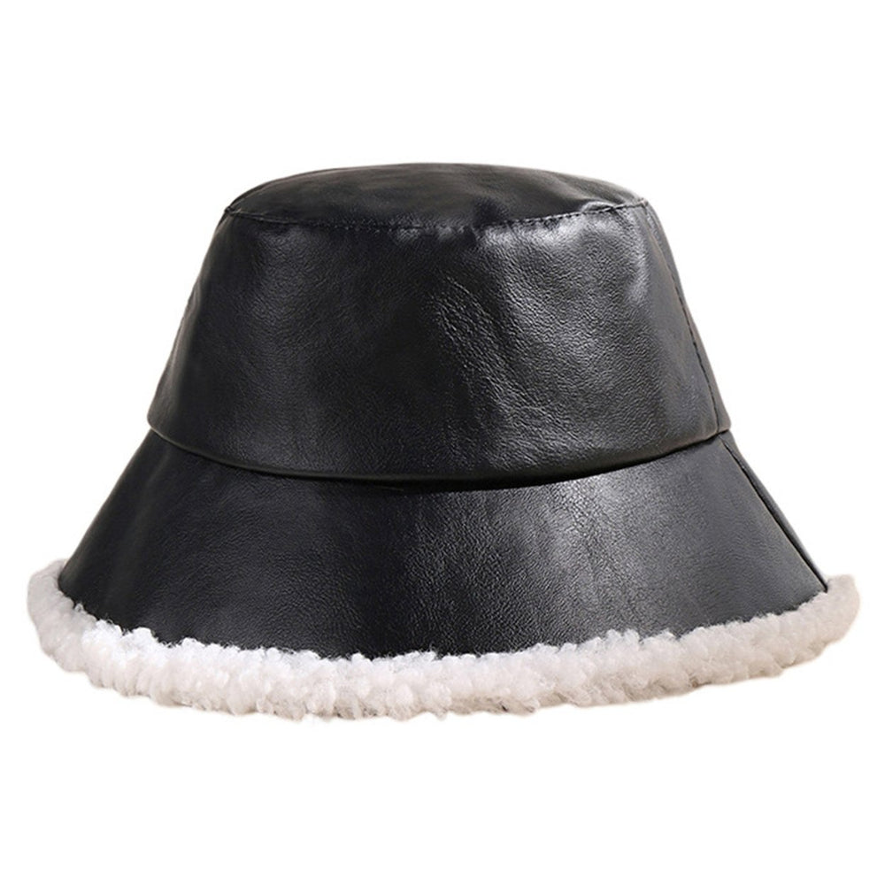 Winter Bucket Hat Cozy Faux Lambswool Double-sided Reversible Thickened Fleece Solid Color Keep Warm Fisherman Hat Image 2