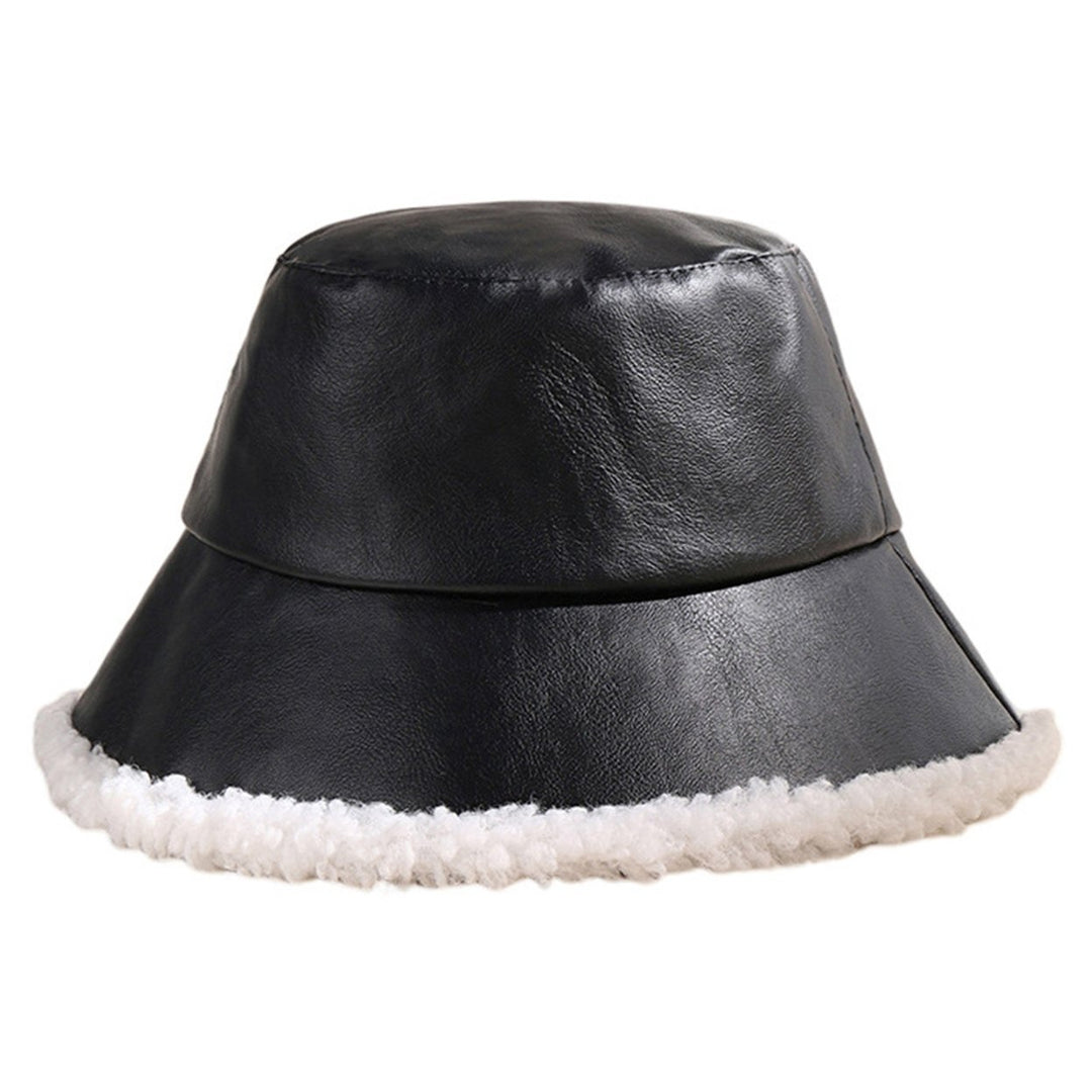 Winter Bucket Hat Cozy Faux Lambswool Double-sided Reversible Thickened Fleece Solid Color Keep Warm Fisherman Hat Image 1