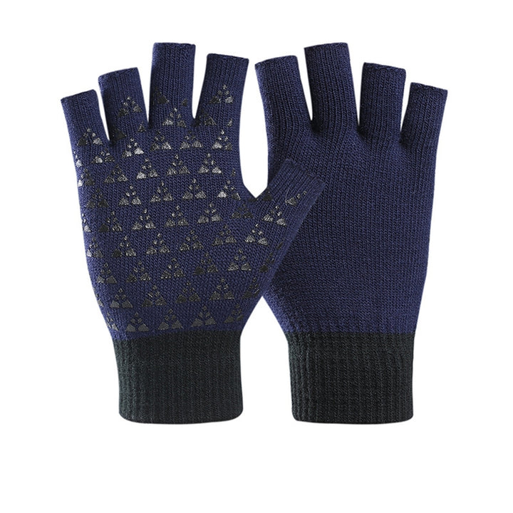 Winter Gloves Unisex Half Fingers Great Friction Palm Knitted Soft Elastic Anti-slip Cold Resistant Student Writing Image 3