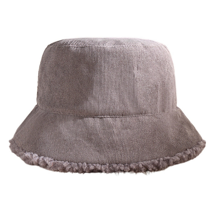 Winter Bucket Hat Cozy Faux Lambswool Double-sided Reversible Thickened Fleece Solid Color Keep Warm Fisherman Hat Image 4