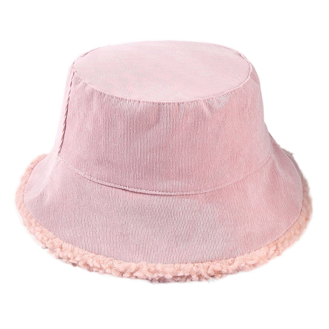 Winter Bucket Hat Cozy Faux Lambswool Double-sided Reversible Thickened Fleece Solid Color Keep Warm Fisherman Hat Image 4