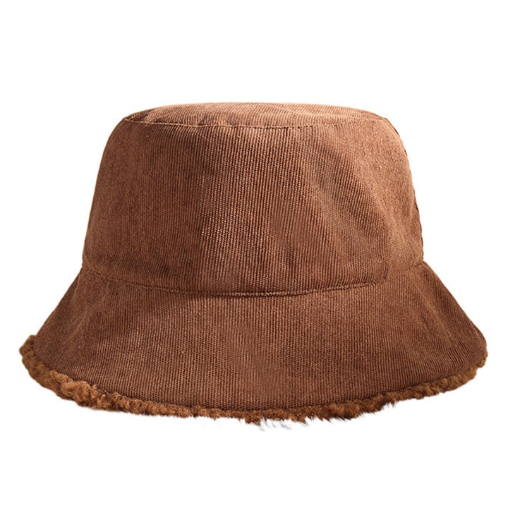 Winter Bucket Hat Cozy Faux Lambswool Double-sided Reversible Thickened Fleece Solid Color Keep Warm Fisherman Hat Image 7