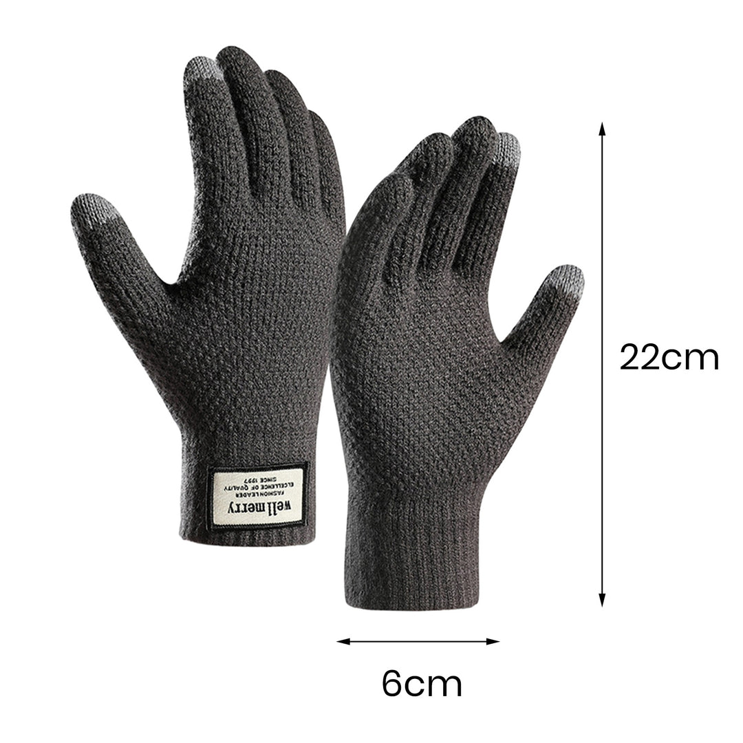 1 Pair Gloves Knitted Elastic Full Fingers Thickened Touch Screen Solid Color Great Friction Cold Resistant Cycling Image 10