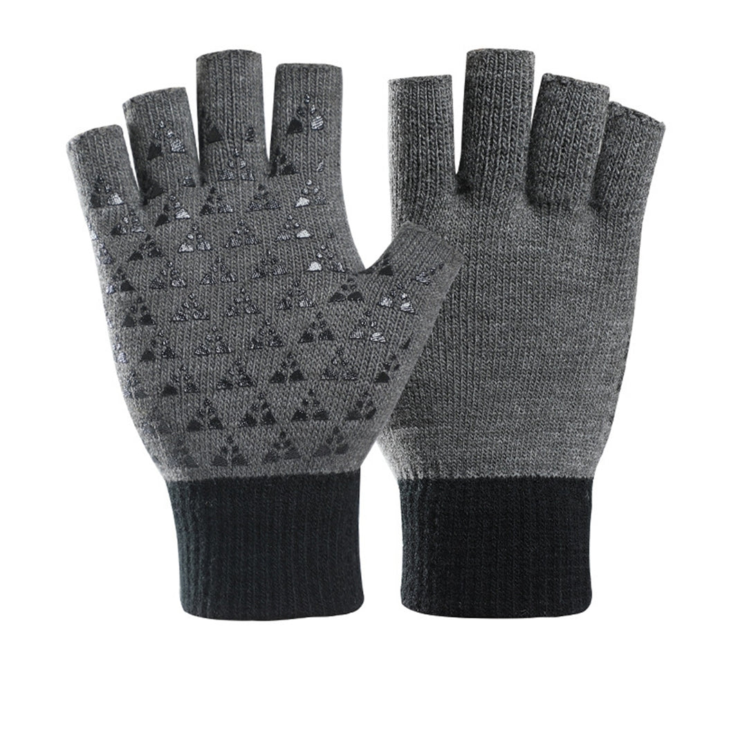 Winter Gloves Unisex Half Fingers Great Friction Palm Knitted Soft Elastic Anti-slip Cold Resistant Student Writing Image 7