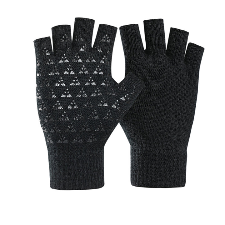 Winter Gloves Unisex Half Fingers Great Friction Palm Knitted Soft Elastic Anti-slip Cold Resistant Student Writing Image 8
