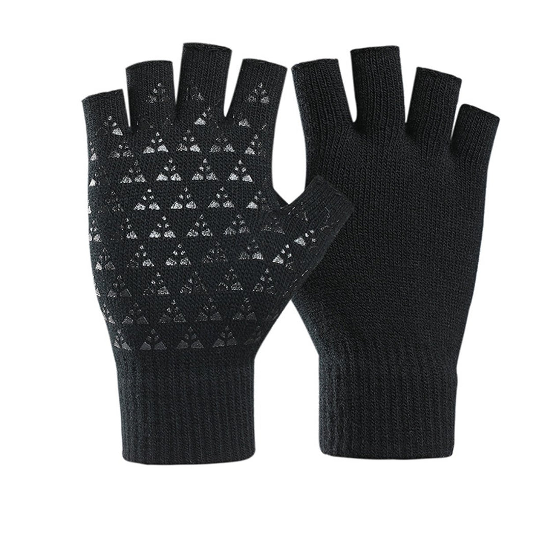 Winter Gloves Unisex Half Fingers Great Friction Palm Knitted Soft Elastic Anti-slip Cold Resistant Student Writing Image 1