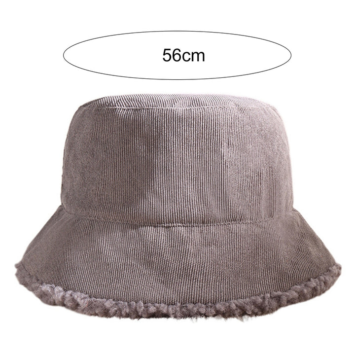 Winter Bucket Hat Cozy Faux Lambswool Double-sided Reversible Thickened Fleece Solid Color Keep Warm Fisherman Hat Image 12