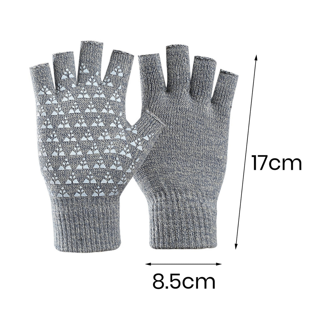 Winter Gloves Unisex Half Fingers Great Friction Palm Knitted Soft Elastic Anti-slip Cold Resistant Student Writing Image 12