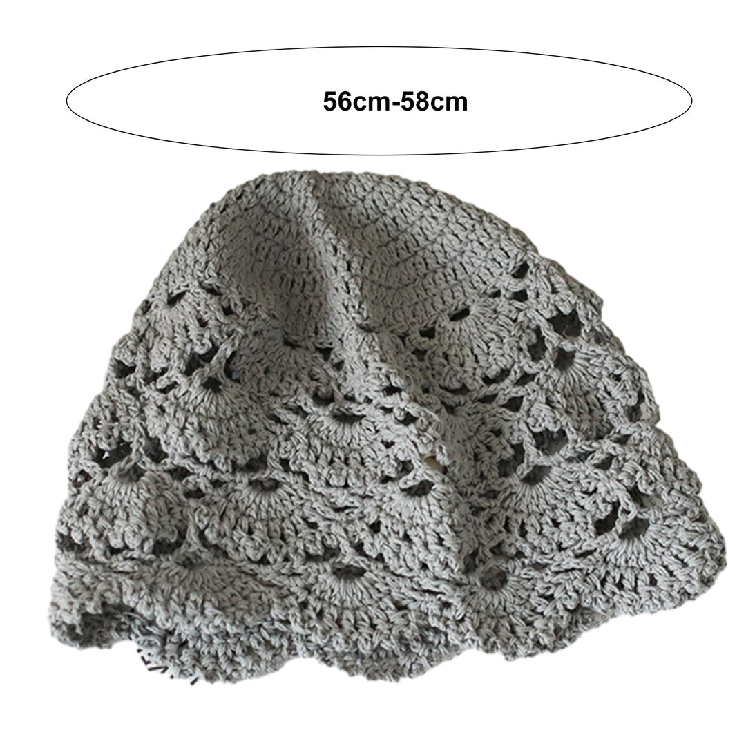 Ladies Hat Hollow Out Lace Soft Manual Crochet Knitted Soft Elastic Solid Color Breathable Decorative Women Beanie Image 10