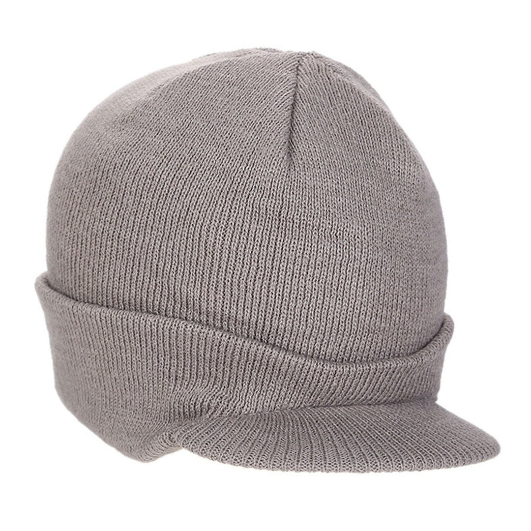 Men Autumn Winter Solid Color Knitting Baseball Hat Extended Brim Thickened Warm Skiing Hat Fashion Accessories Image 1