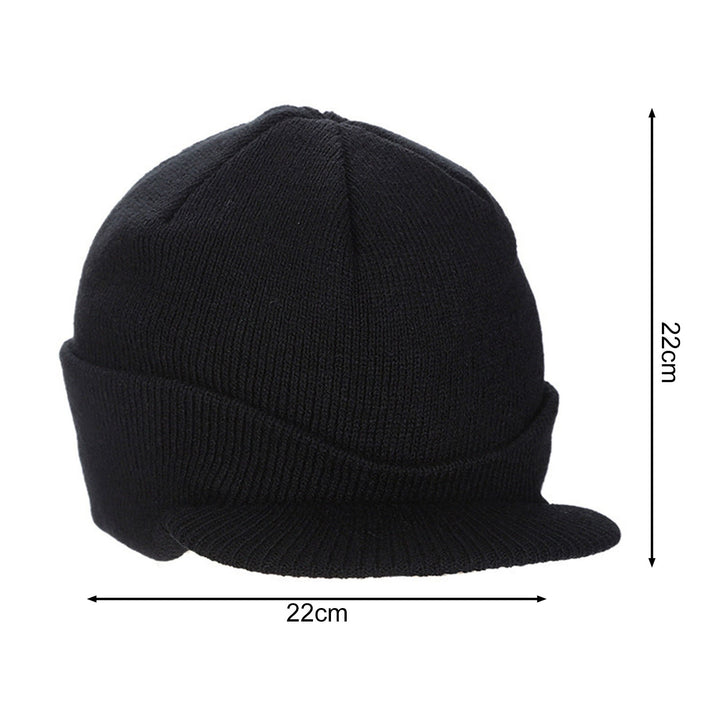 Men Autumn Winter Solid Color Knitting Baseball Hat Extended Brim Thickened Warm Skiing Hat Fashion Accessories Image 10